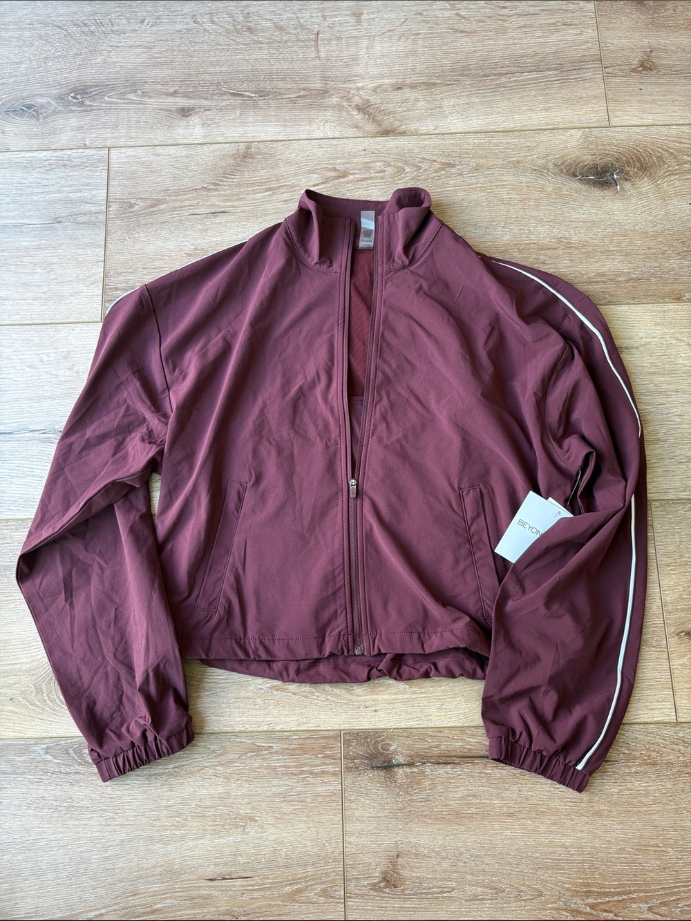 Beyond Yoga Zip-Front Bomber Jacket in Burgundy
